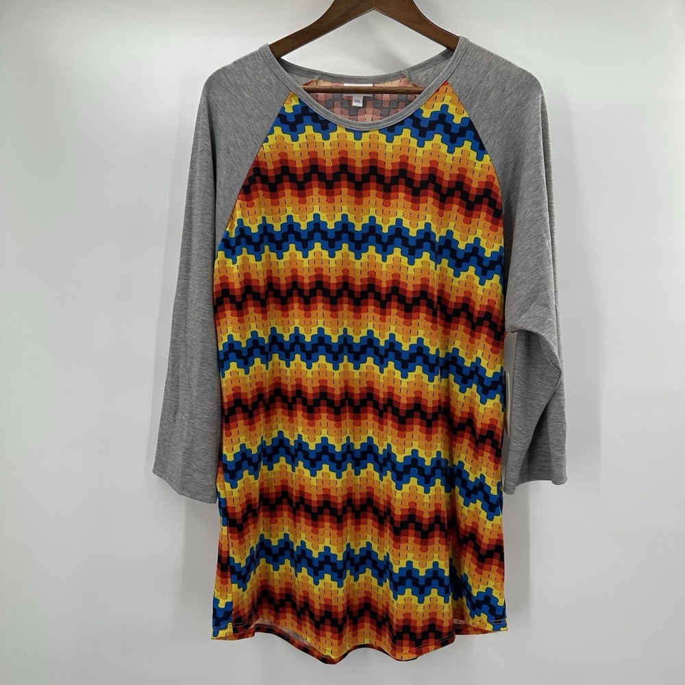 Lularoe Randy Top Shirt Womens 3X Multicolor‎ 3XL Chevron Basic Bright NWT
